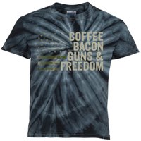 Coffee Bacon Guns & Freedom BBQ Grill Gun Camouflage Flag Kids Tie-Dye T-Shirt