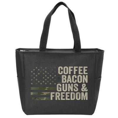 Coffee Bacon Guns & Freedom BBQ Grill Gun Camouflage Flag Zip Tote Bag