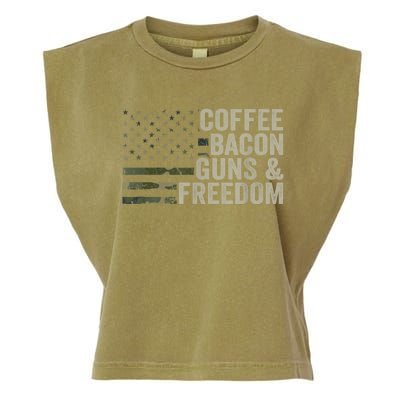 Coffee Bacon Guns & Freedom BBQ Grill Gun Camouflage Flag Garment-Dyed Women's Muscle Tee