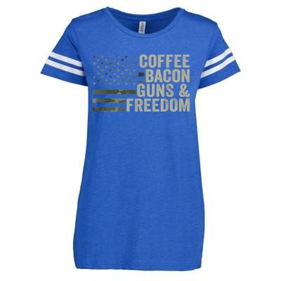 Coffee Bacon Guns & Freedom BBQ Grill Gun Camouflage Flag Enza Ladies Jersey Football T-Shirt