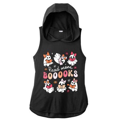 Cute Booooks Ghost Read More Books Library Halloween Teacher Ladies PosiCharge Tri-Blend Wicking Draft Hoodie Tank