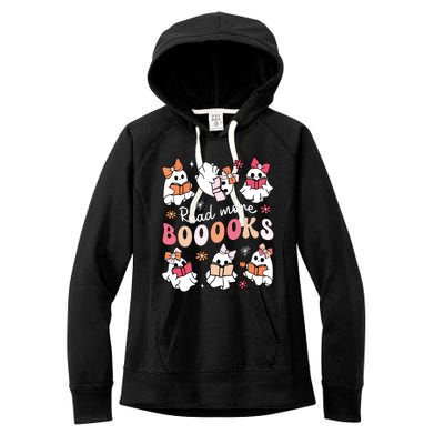 Cute Booooks Ghost Read More Books Library Halloween Teacher Women's Fleece Hoodie