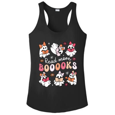 Cute Booooks Ghost Read More Books Library Halloween Teacher Ladies PosiCharge Competitor Racerback Tank