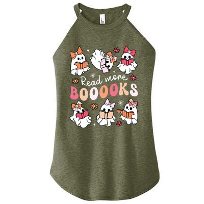 Cute Booooks Ghost Read More Books Library Halloween Teacher Women's Perfect Tri Rocker Tank