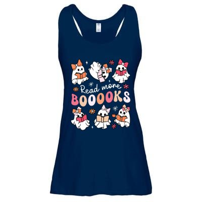 Cute Booooks Ghost Read More Books Library Halloween Teacher Ladies Essential Flowy Tank