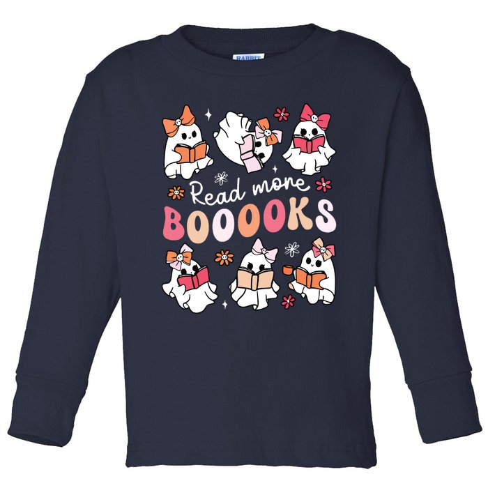 Cute Booooks Ghost Read More Books Library Halloween Teacher Toddler Long Sleeve Shirt