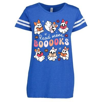 Cute Booooks Ghost Read More Books Library Halloween Teacher Enza Ladies Jersey Football T-Shirt