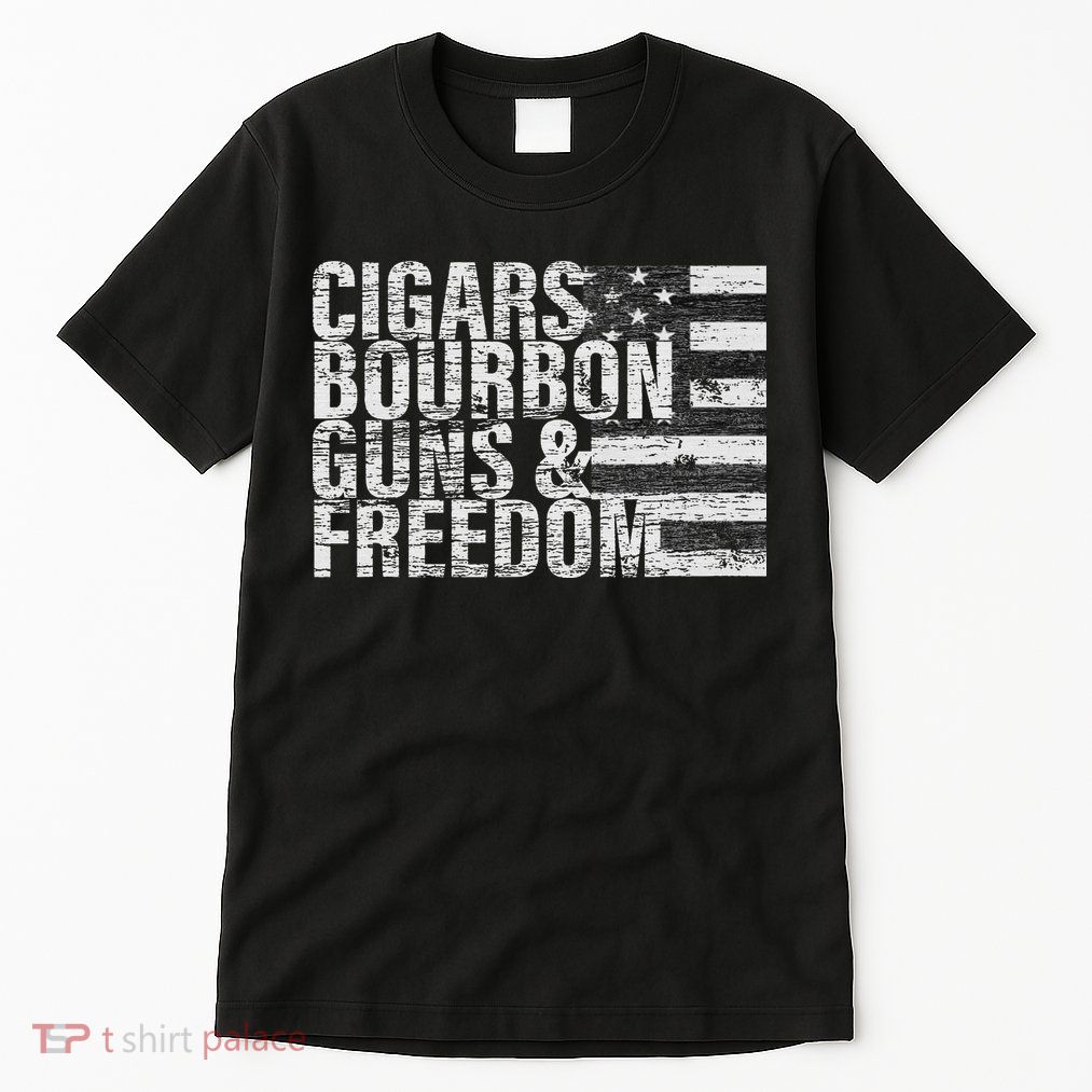 Cigars Bourbon Guns & Freedom Flag Tall T-Shirt