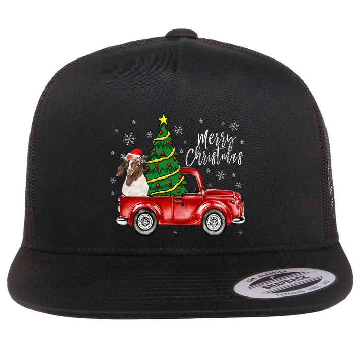 Cute Boer Goat Dog Truck Merry Christmas Goat Lover Xmas Flatbill Hat
