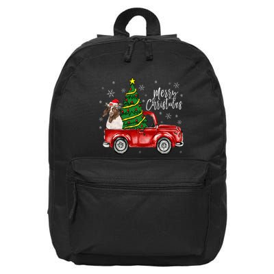 Cute Boer Goat Dog Truck Merry Christmas Goat Lover Xmas 16 in Basic Backpack