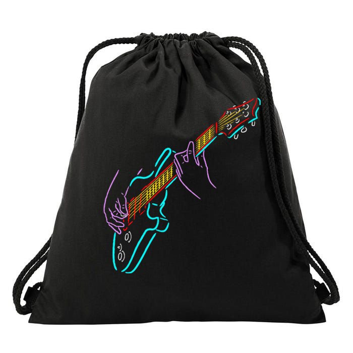 Colorful Bass GuitaristS Hands Rock And Roll Guitar Player Drawstring Bag