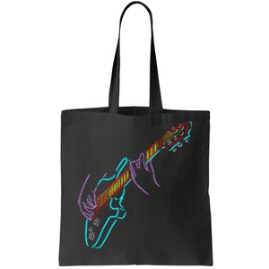 Colorful Bass GuitaristS Hands Rock And Roll Guitar Player Tote Bag