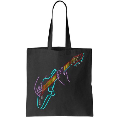 Colorful Bass GuitaristS Hands Rock And Roll Guitar Player Tote Bag