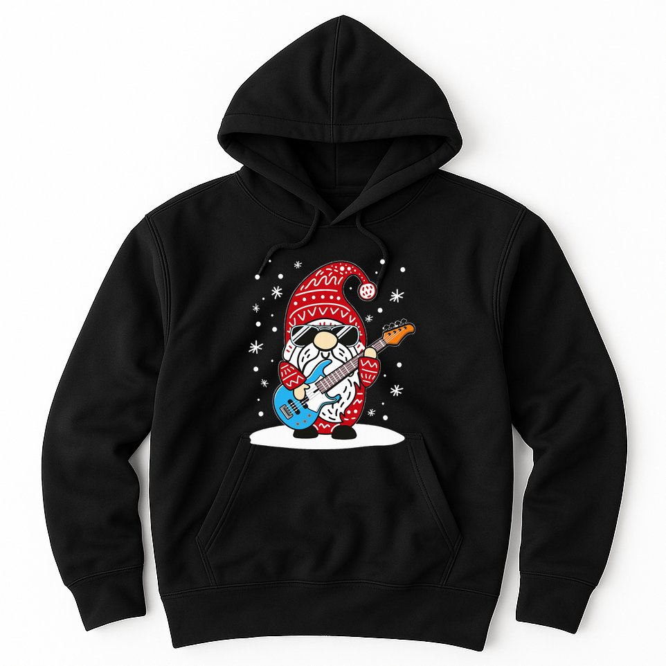 Christmas Bass Guitar Gnome Bass Player Music Lover Musician Hoodie