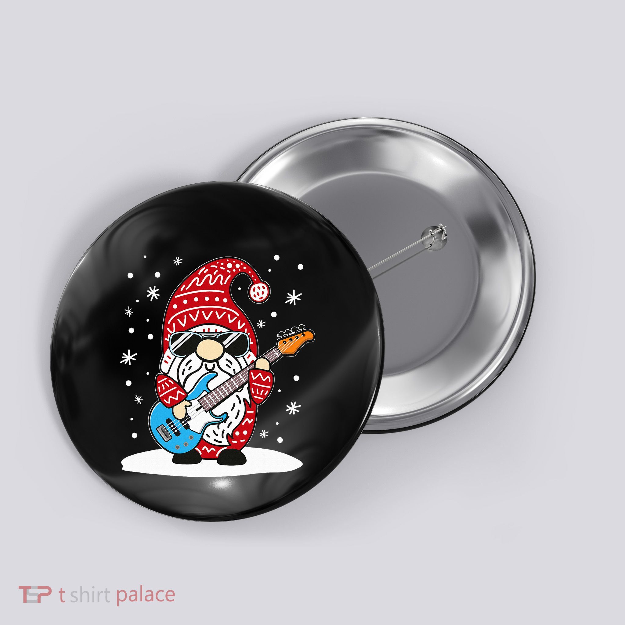 Christmas Bass Guitar Gnome Bass Player Music Lover Musician Button