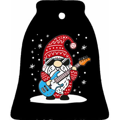 Christmas Bass Guitar Gnome Bass Player Music Lover Musician Ceramic Bell Ornament