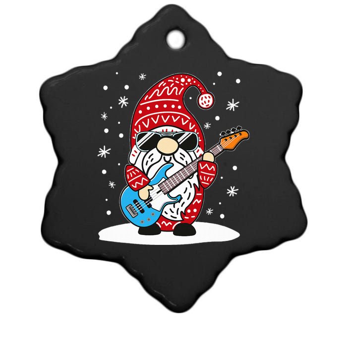 Christmas Bass Guitar Gnome Bass Player Music Lover Musician Ceramic Star Ornament