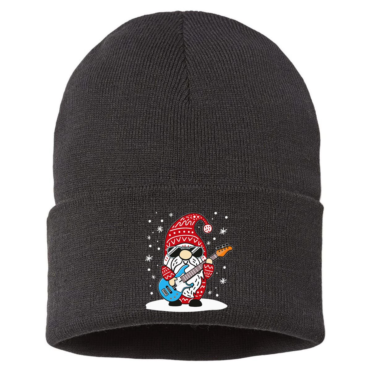 Christmas Bass Guitar Gnome Bass Player Music Lover Musician Sustainable Knit Beanie