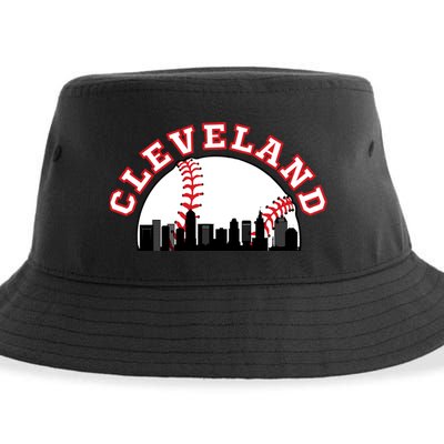 Cleveland Baseball Gift Cleveland Oh Cityscape Cle Skyline Gift Sustainable Bucket Hat