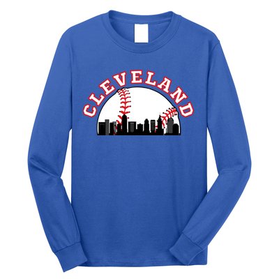 Cleveland Baseball Gift Cleveland Oh Cityscape Cle Skyline Gift Long Sleeve Shirt