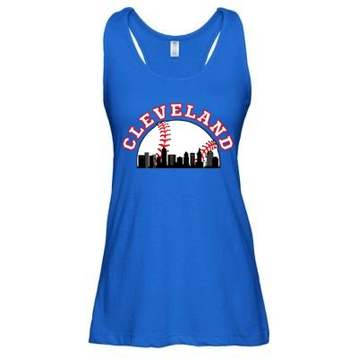Cleveland Baseball Gift Cleveland Oh Cityscape Cle Skyline Gift Ladies Essential Flowy Tank
