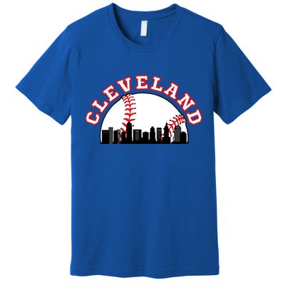 Cleveland Baseball Gift Cleveland Oh Cityscape Cle Skyline Gift Premium T-Shirt