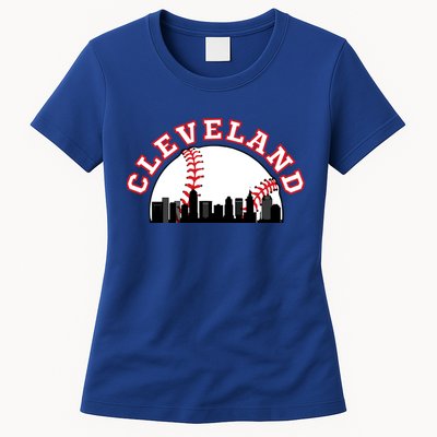 Cleveland Baseball Gift Cleveland Oh Cityscape Cle Skyline Gift Womens T-Shirt
