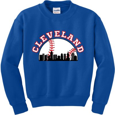 Cleveland Baseball Gift Cleveland Oh Cityscape Cle Skyline Gift Kids Sweatshirt