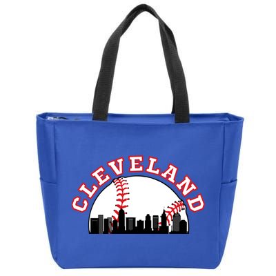 Cleveland Baseball Gift Cleveland Oh Cityscape Cle Skyline Gift Zip Tote Bag