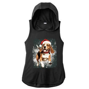 Christmas Beagle Gift Ladies PosiCharge Tri-Blend Wicking Draft Hoodie Tank