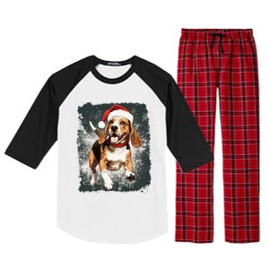 Christmas Beagle Gift Raglan Sleeve Pajama Set