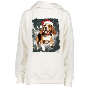 Christmas Beagle Gift Womens Funnel Neck Pullover Hood