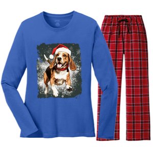 Christmas Beagle Gift Women's Long Sleeve Flannel Pajama Set 