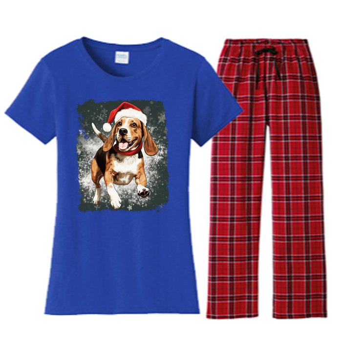 Christmas Beagle Gift Women's Flannel Pajama Set