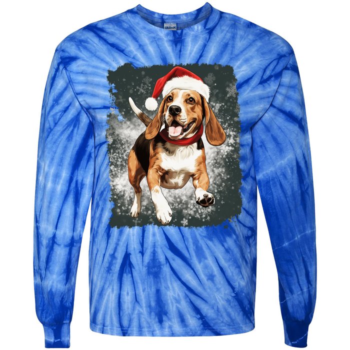 Christmas Beagle Gift Tie-Dye Long Sleeve Shirt