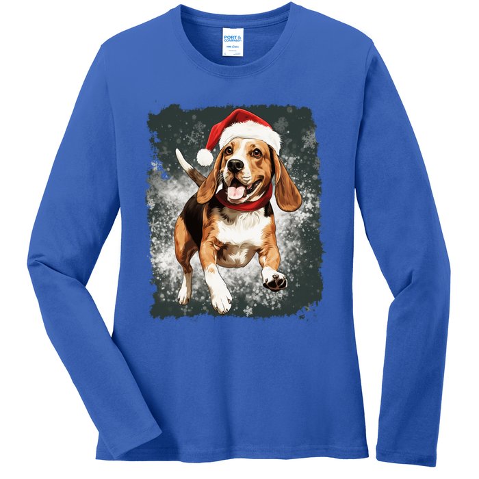 Christmas Beagle Gift Ladies Long Sleeve Shirt