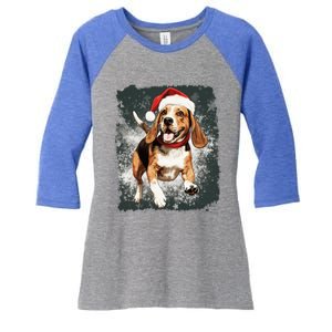 Christmas Beagle Gift Women's Tri-Blend 3/4-Sleeve Raglan Shirt