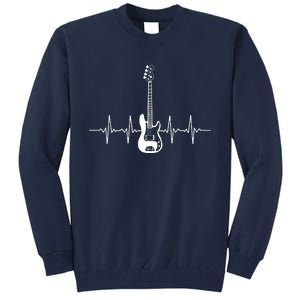 Cool Bass Guitar Heartbeat Design For Bass Player Men Women Tall Sweatshirt