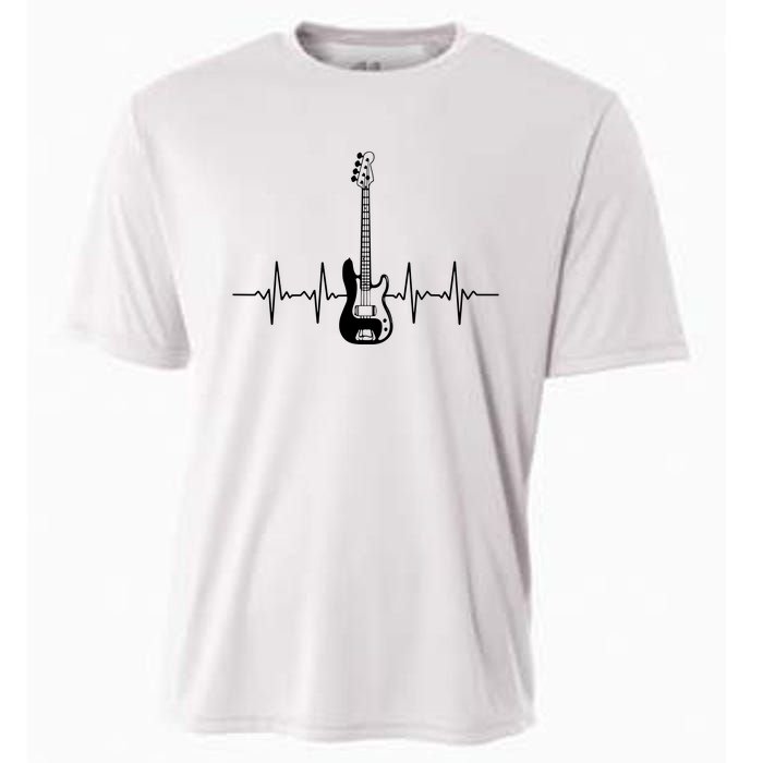 Cool Bass Guitar Heartbeat Design For Bass Player Men Women Cooling Performance Crew T-Shirt