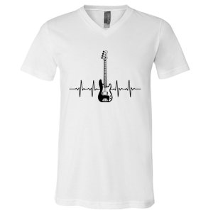 Cool Bass Guitar Heartbeat Design For Bass Player Men Women V-Neck T-Shirt