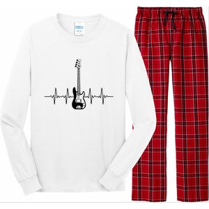 Cool Bass Guitar Heartbeat Design For Bass Player Men Women Long Sleeve Pajama Set