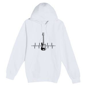 Cool Bass Guitar Heartbeat Design For Bass Player Men Women Premium Pullover Hoodie