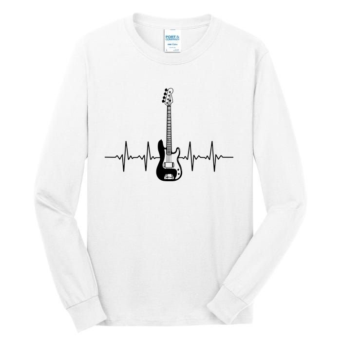 Cool Bass Guitar Heartbeat Design For Bass Player Men Women Tall Long Sleeve T-Shirt