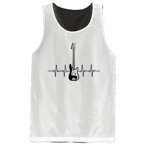 Cool Bass Guitar Heartbeat Design For Bass Player Men Women Mesh Reversible Basketball Jersey Tank