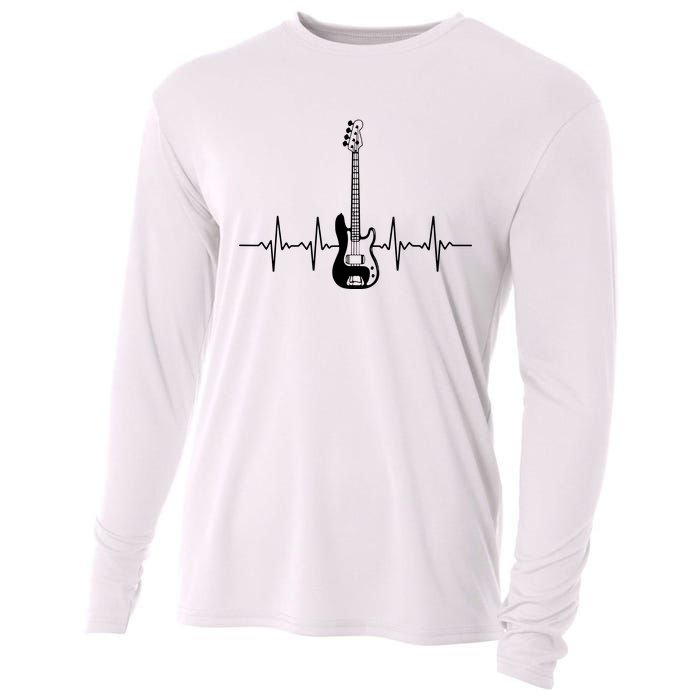 Cool Bass Guitar Heartbeat Design For Bass Player Men Women Cooling Performance Long Sleeve Crew