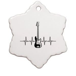 Cool Bass Guitar Heartbeat Design For Bass Player Men Women Ceramic Star Ornament