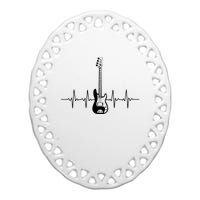 Cool Bass Guitar Heartbeat Design For Bass Player Men Women Ceramic Oval Ornament