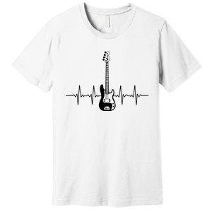 Cool Bass Guitar Heartbeat Design For Bass Player Men Women Premium T-Shirt