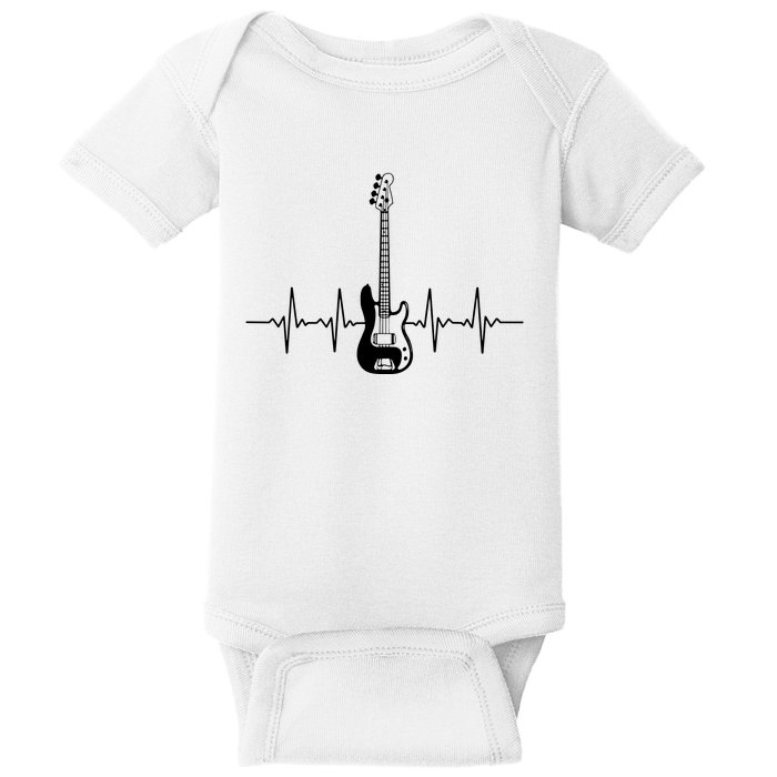 Cool Bass Guitar Heartbeat Design For Bass Player Men Women Baby Bodysuit