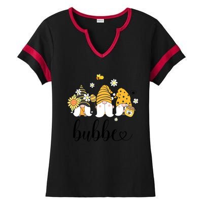 Cute Bubbe Gnomes With Bees And Sunflower Country Style Meaningful Gift Ladies Halftime Notch Neck Tee